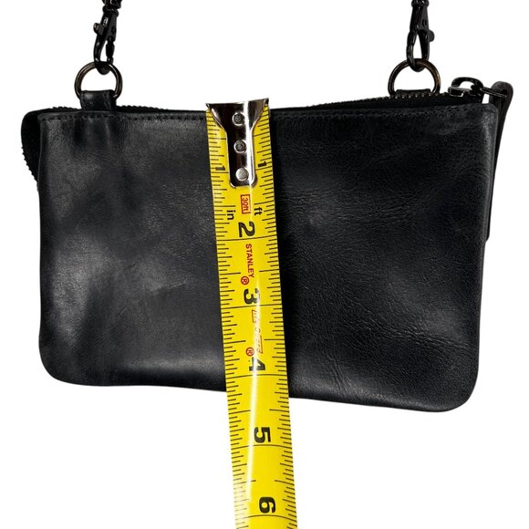 Carbon 2 Cobalt Black Leather Crossbody Purse Adjustable Strap Zipper Closure - Picture 9 of 10